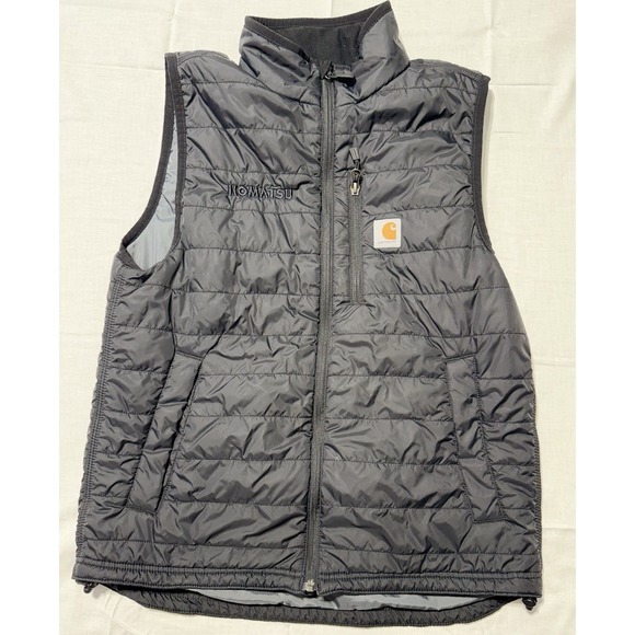 Carhartt Gilliam Vest Men M Black Rain Defender Insulated Puffer Komatsu Logo